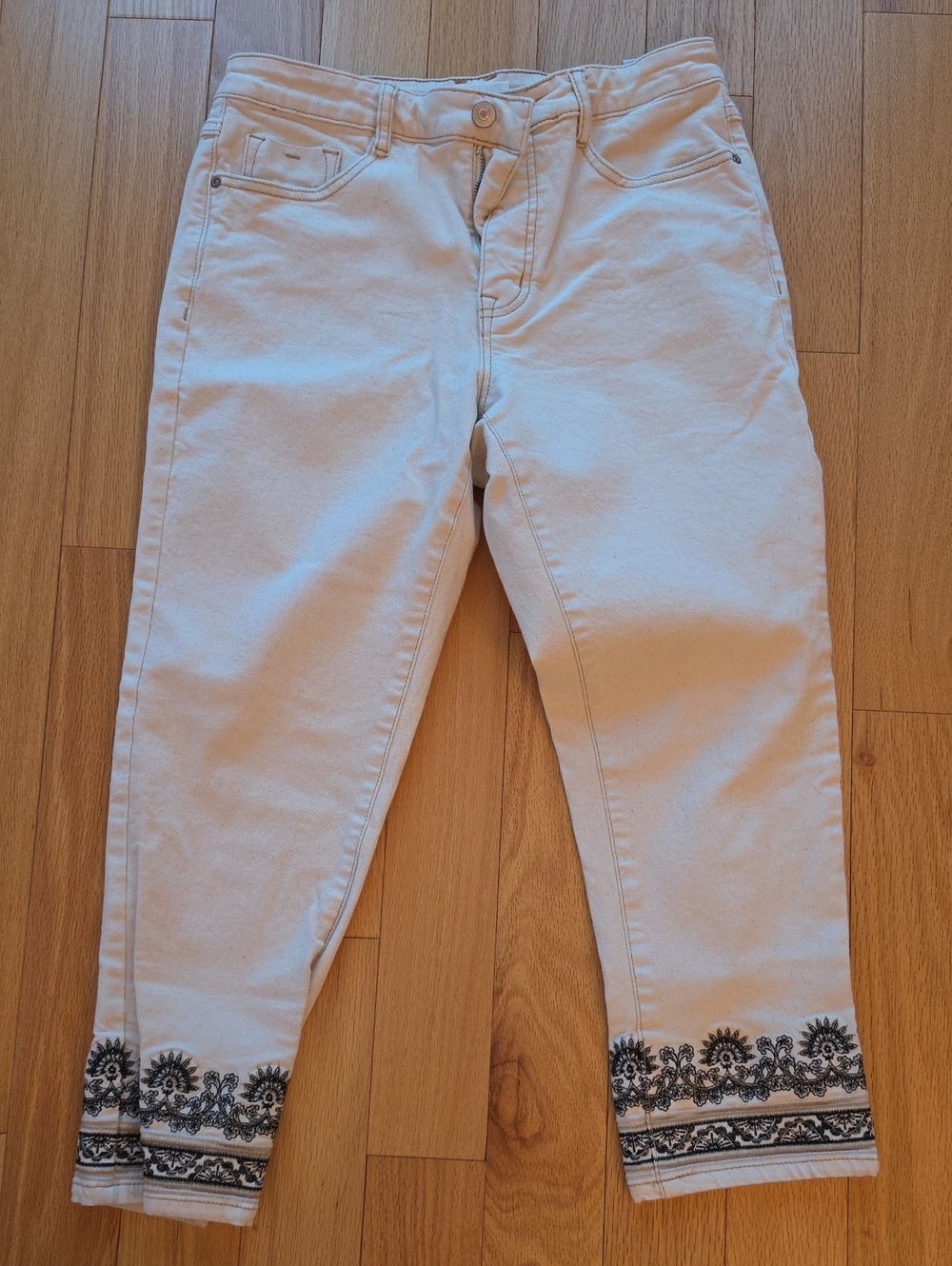 Tribal Cream Chinos with Embroidered Ankles